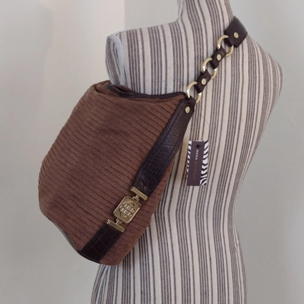 Dana Buchman Brown Hartsdale Hobo Handbag in Tan Saddle NWT
